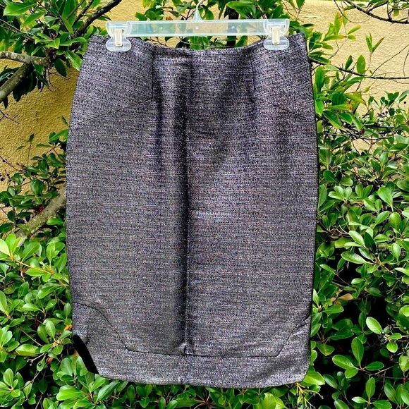 Johnathan Simkhai Black & Silver Metallic Shimmer Pencil Skirt. Size 8. EUC! - Picture 3 of 6
